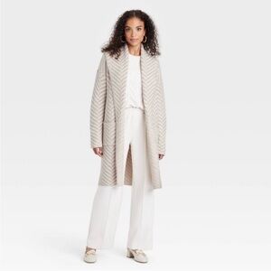 NWT Coatigan - A New Day™ Taupe/ Cream Herringbone Sz 1X/2X